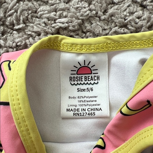 Taylor Joelle Rosie Beachwear Yellow Pink Girls Dinosaur Swimsuit - Picture 4 of 5